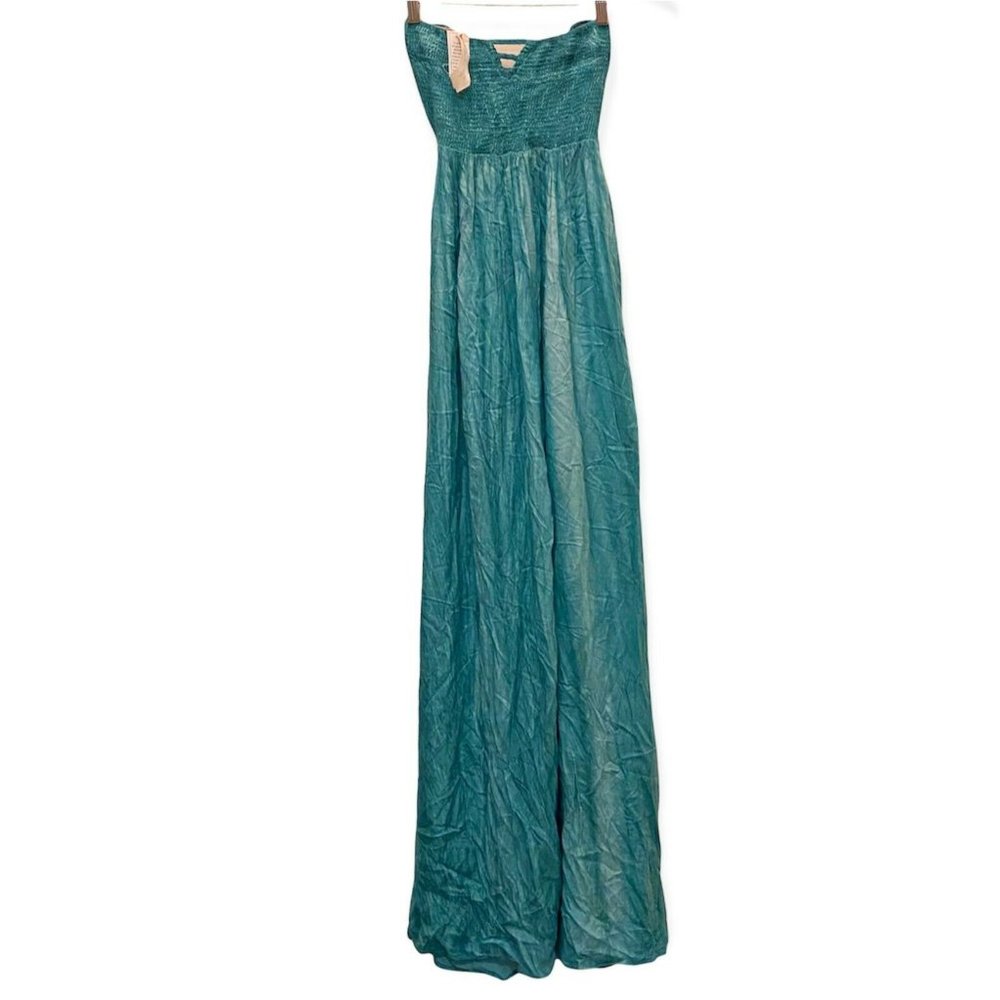 Boho Me Women's Size M Smocked Chest Tie-Dye Cover-Up Summer Maxi Dress Green